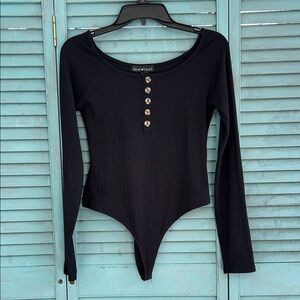 Daniel Rainn Black Button-Front Bodysuit